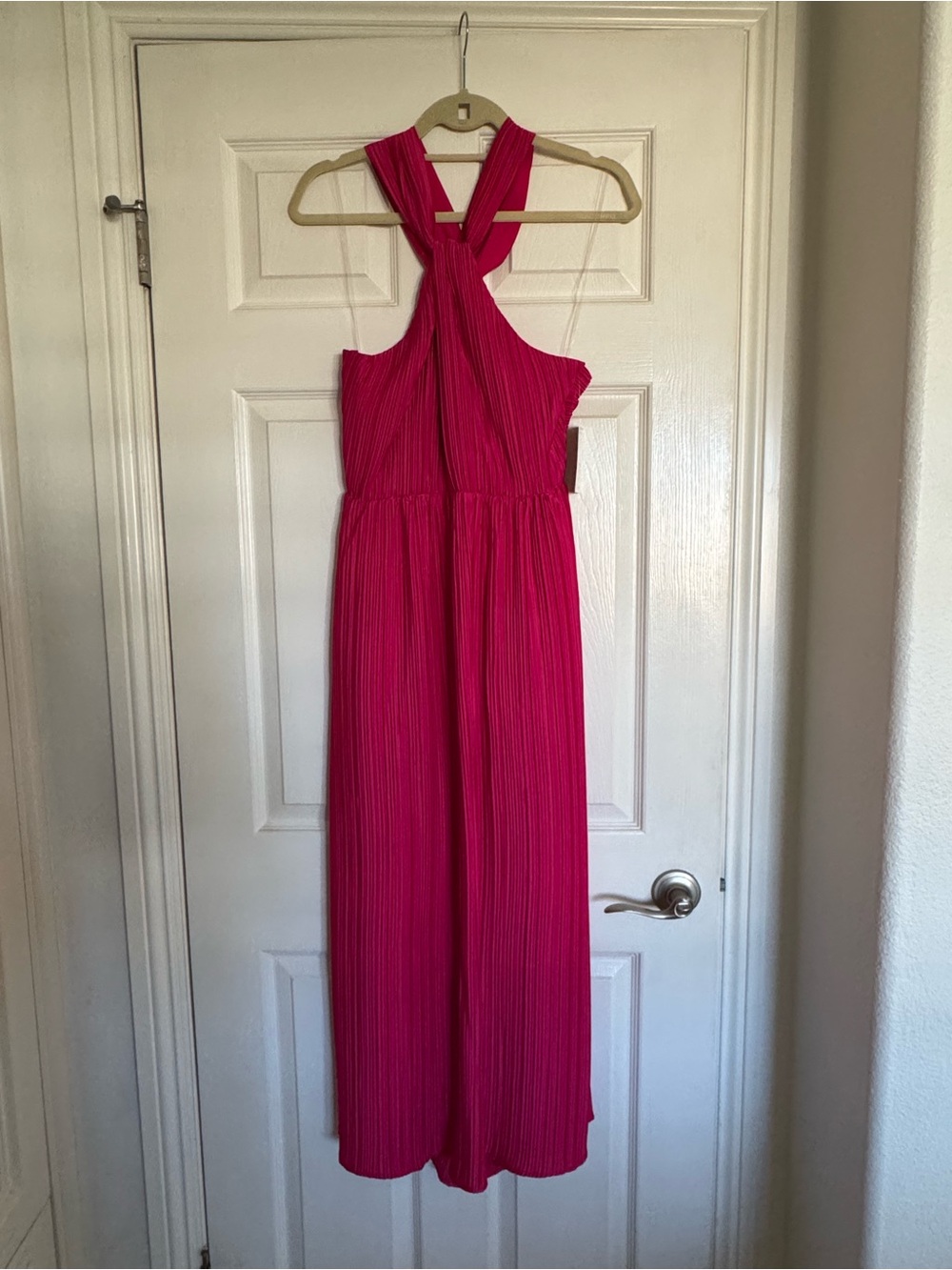NWT A New Day Magenta Halter Pleated Midi Dress. Sz Medium